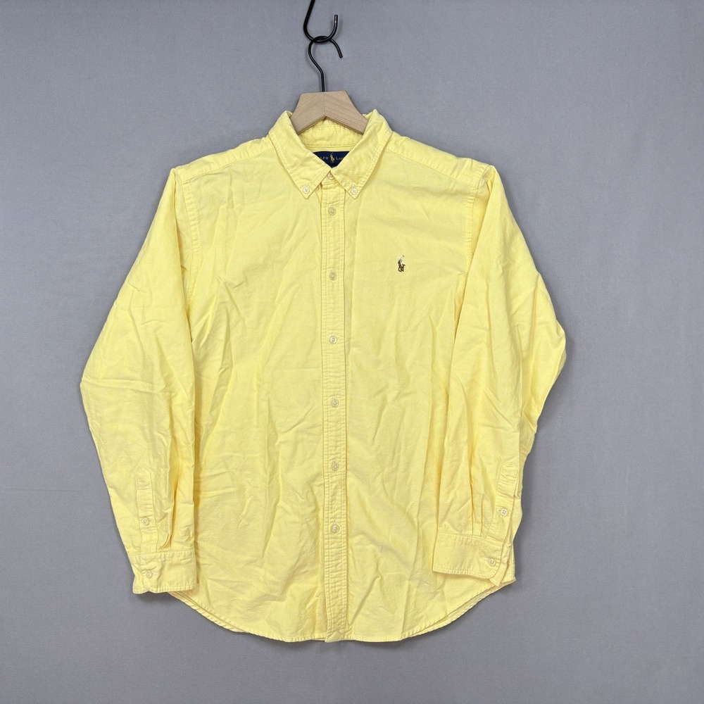 Ralph Lauren Oxford Button Down Shirt Boys Sz 20 Yellow Preppy Pony Long Sleeve